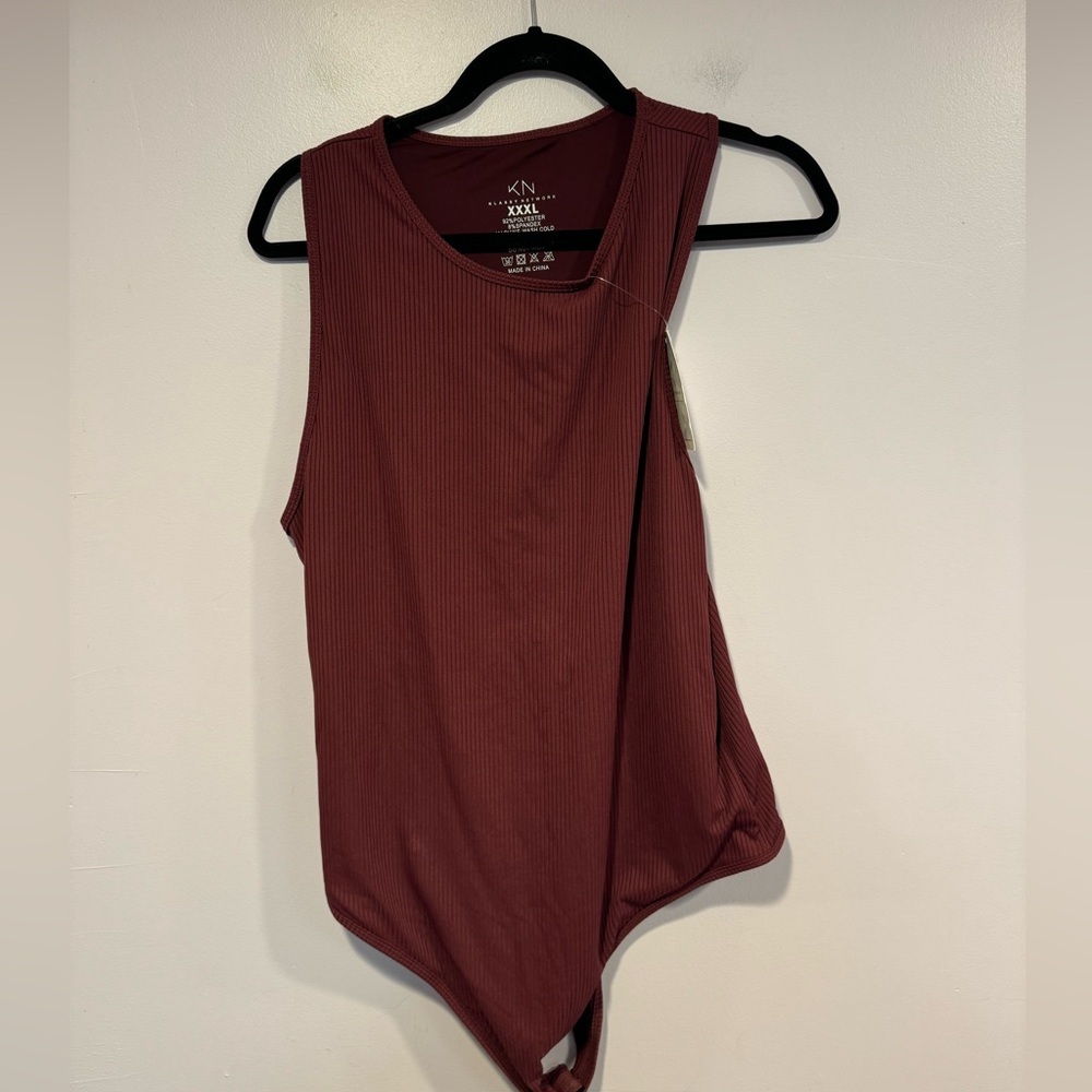 NWT maroon klassy network ribbed‎ bodysuit